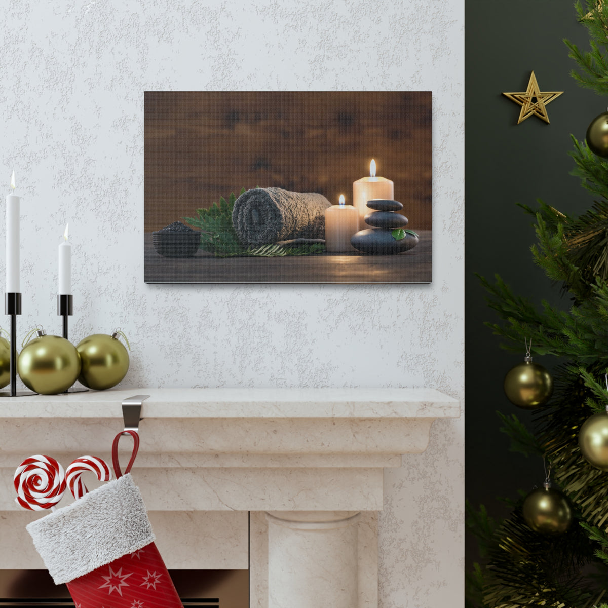 Towel on Fern Forest Floral Nature Photography Canvas Wall Art for Home Decor Ready-to-Hang-Express Your Love Gifts