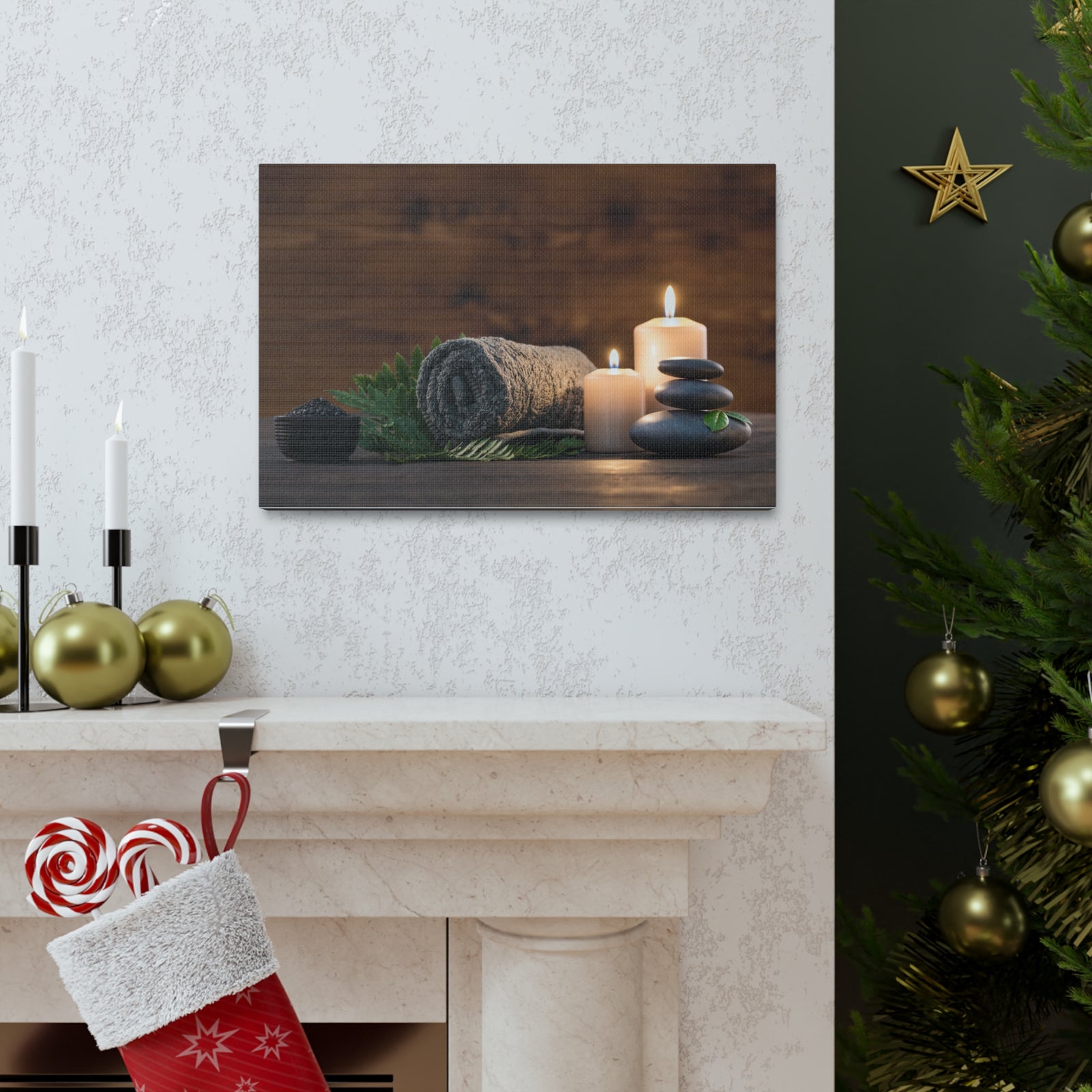 Towel on Fern Forest Floral Nature Photography Canvas Wall Art for Home Decor Ready-to-Hang-Express Your Love Gifts