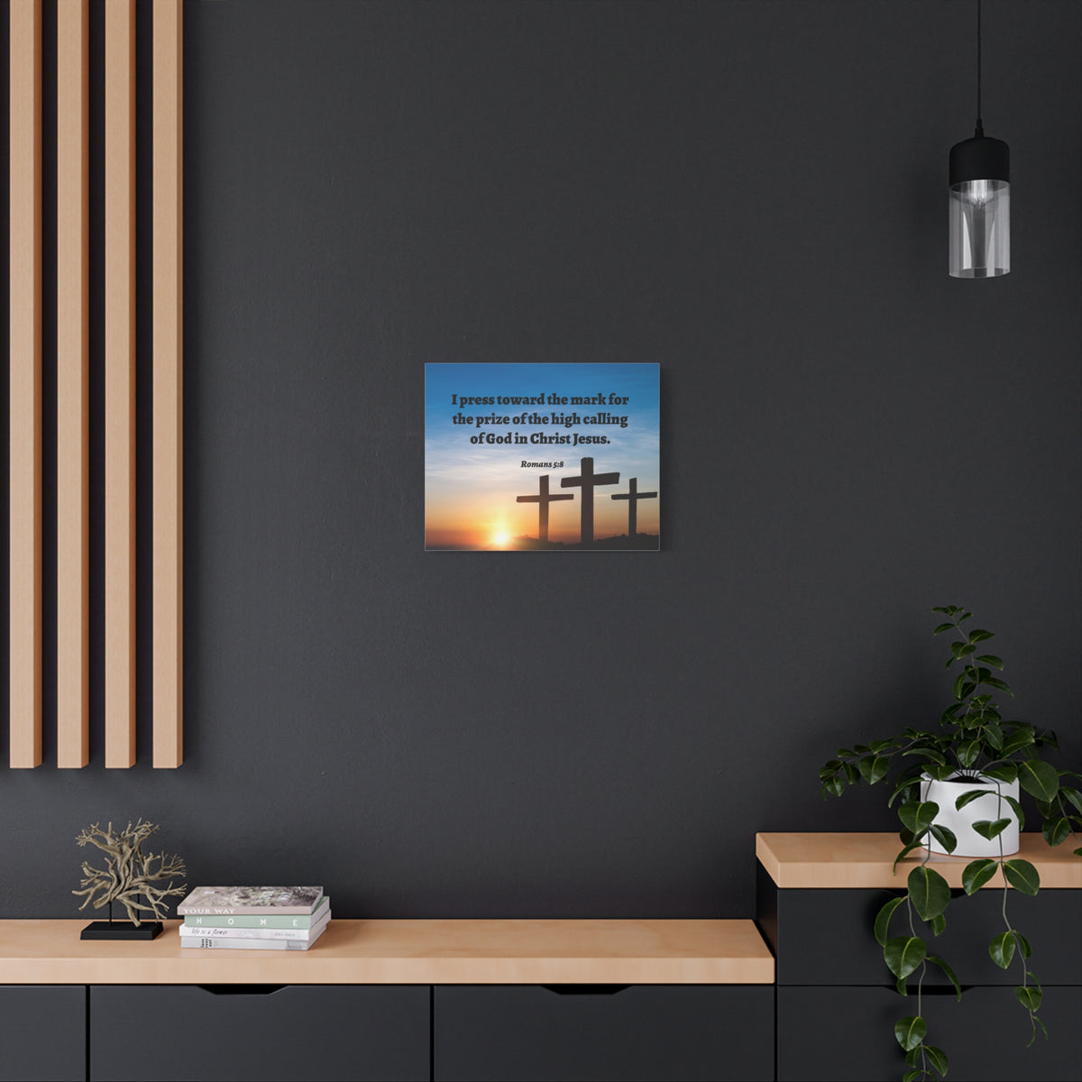 Scripture Walls High Calling Of God Romans 5:8 Bible Verse Canvas Christian Wall Art Ready to Hang-Express Your Love Gifts