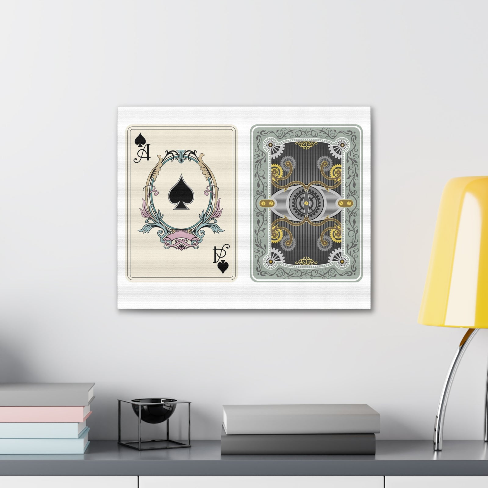 Steampunk Style Ace Of Spades Playing Card Canvas Wall Art for Home Decor Ready-to-Hang-Express Your Love Gifts