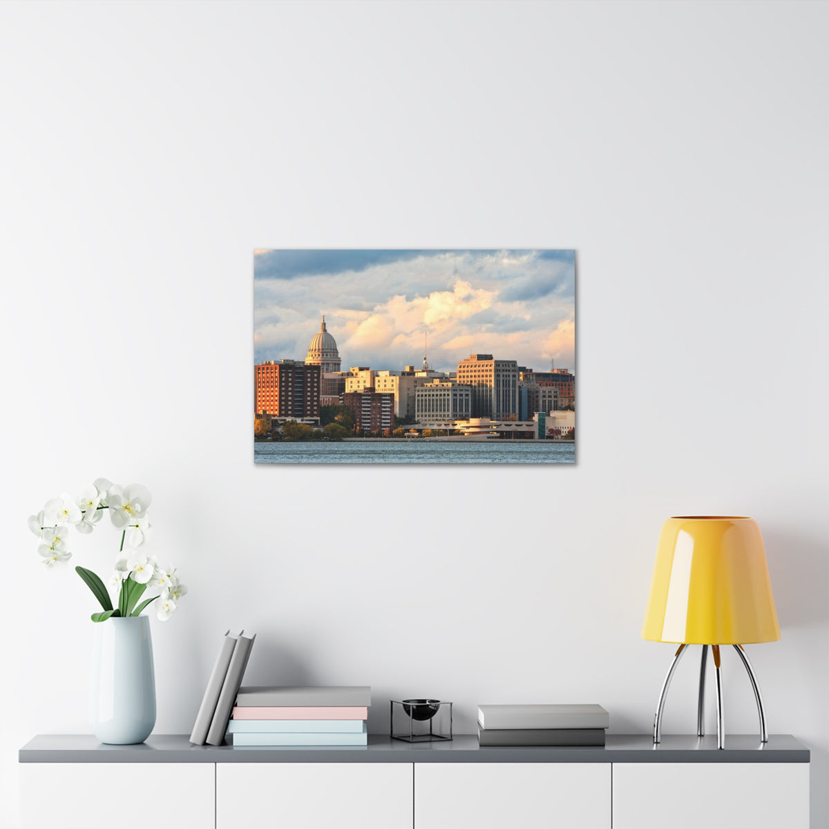 Madison Skyline Daytime Canvas Artwork High-Quality Breathtaking Stunning Cityscape for Home Decor Ready to Hang-Express Your Love Gifts