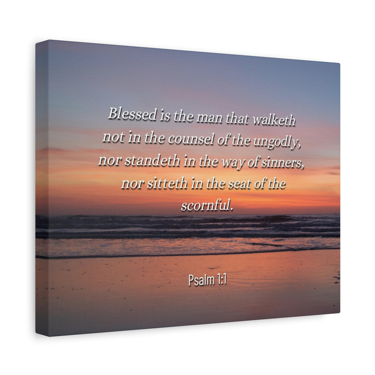 Scripture Canvas Blessed Sky Psalm 1:1 Christian Wall Art Bible Verse Print Ready to Hang-Express Your Love Gifts