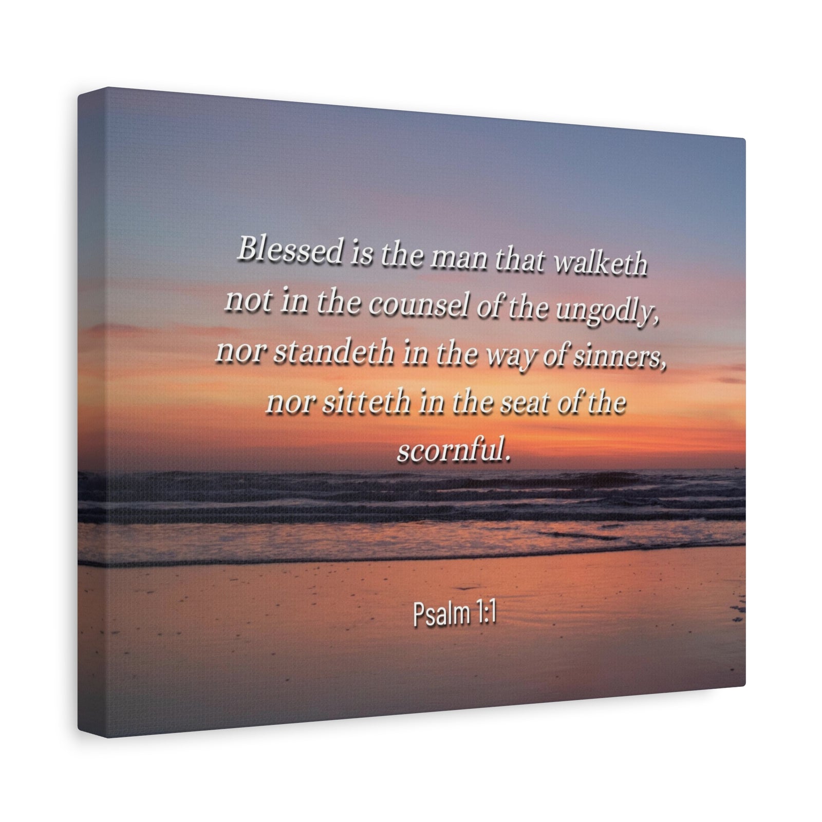 Scripture Canvas Blessed Sky Psalm 1:1 Christian Wall Art Bible Verse Print Ready to Hang-Express Your Love Gifts