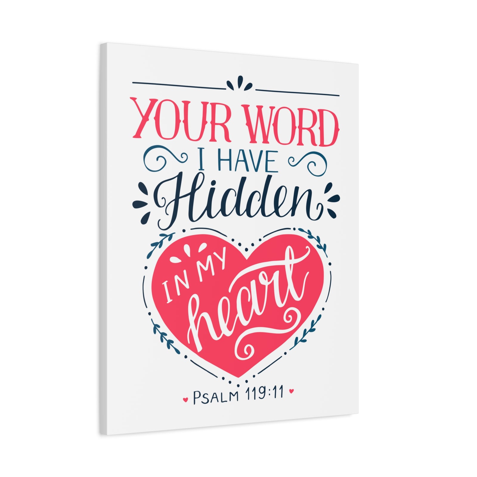 Scripture Canvas In My Heart Psalm 119:11 Christian Wall Art Bible Verse Print Ready to Hang-Express Your Love Gifts