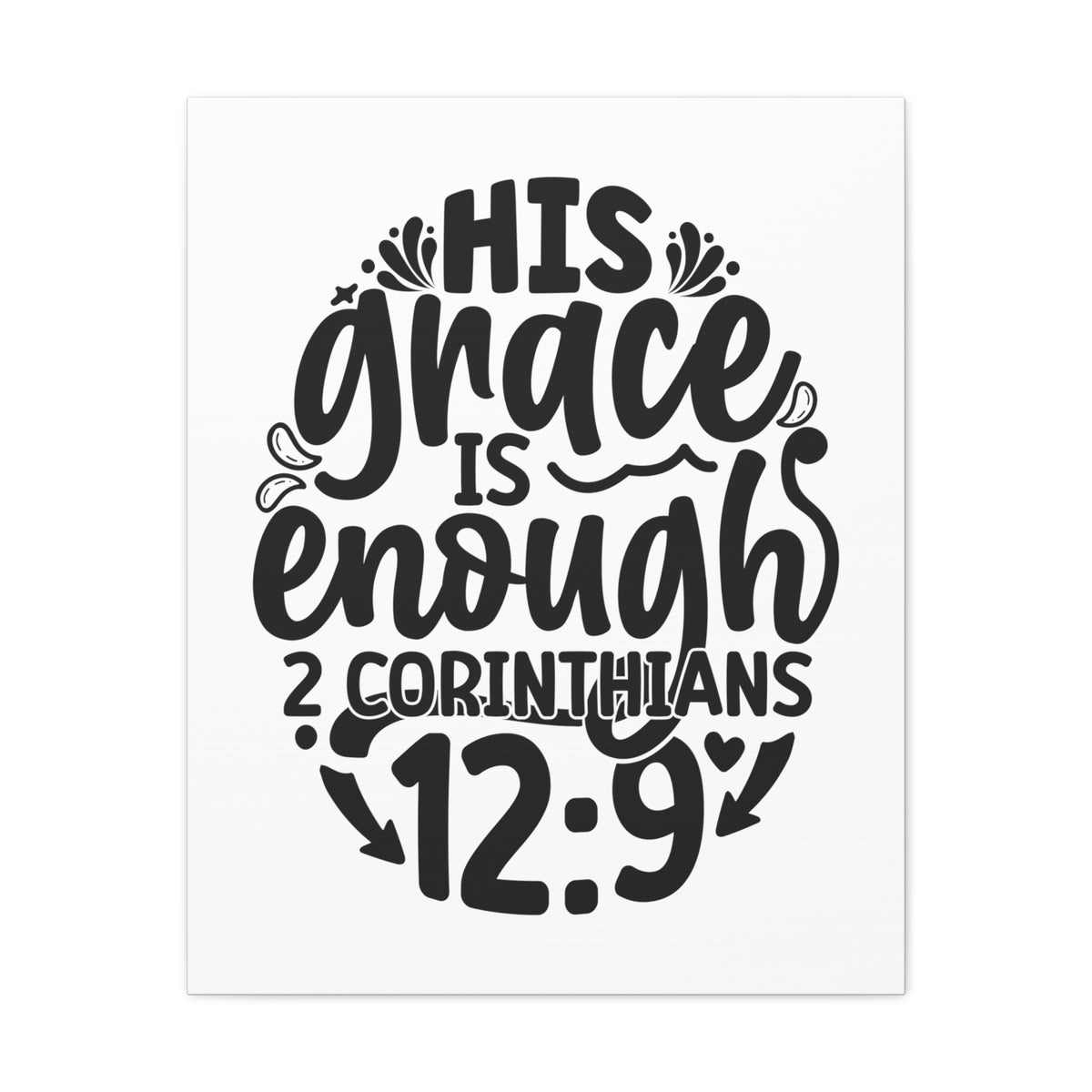 Scripture Walls 2 Corinthians 12:9 His Grace is Enough Circle Bible Verse Canvas Christian Wall Art Ready to Hang Unframed-Express Your Love Gifts