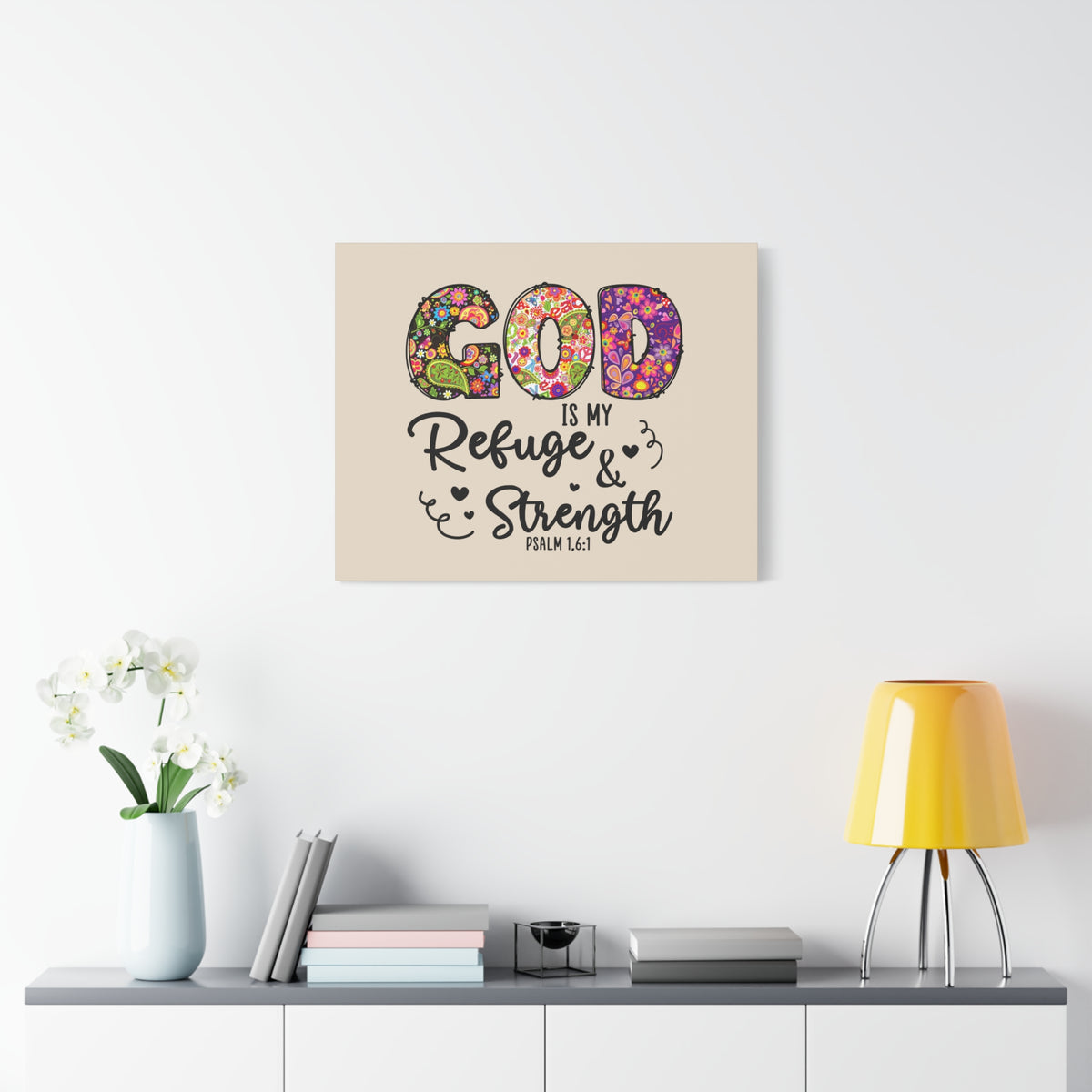 Scripture Walls Refuge & Strength Psalm 1,6:1 Floral Bible Verse Canvas Christian Wall Art Ready to Hang-Express Your Love Gifts