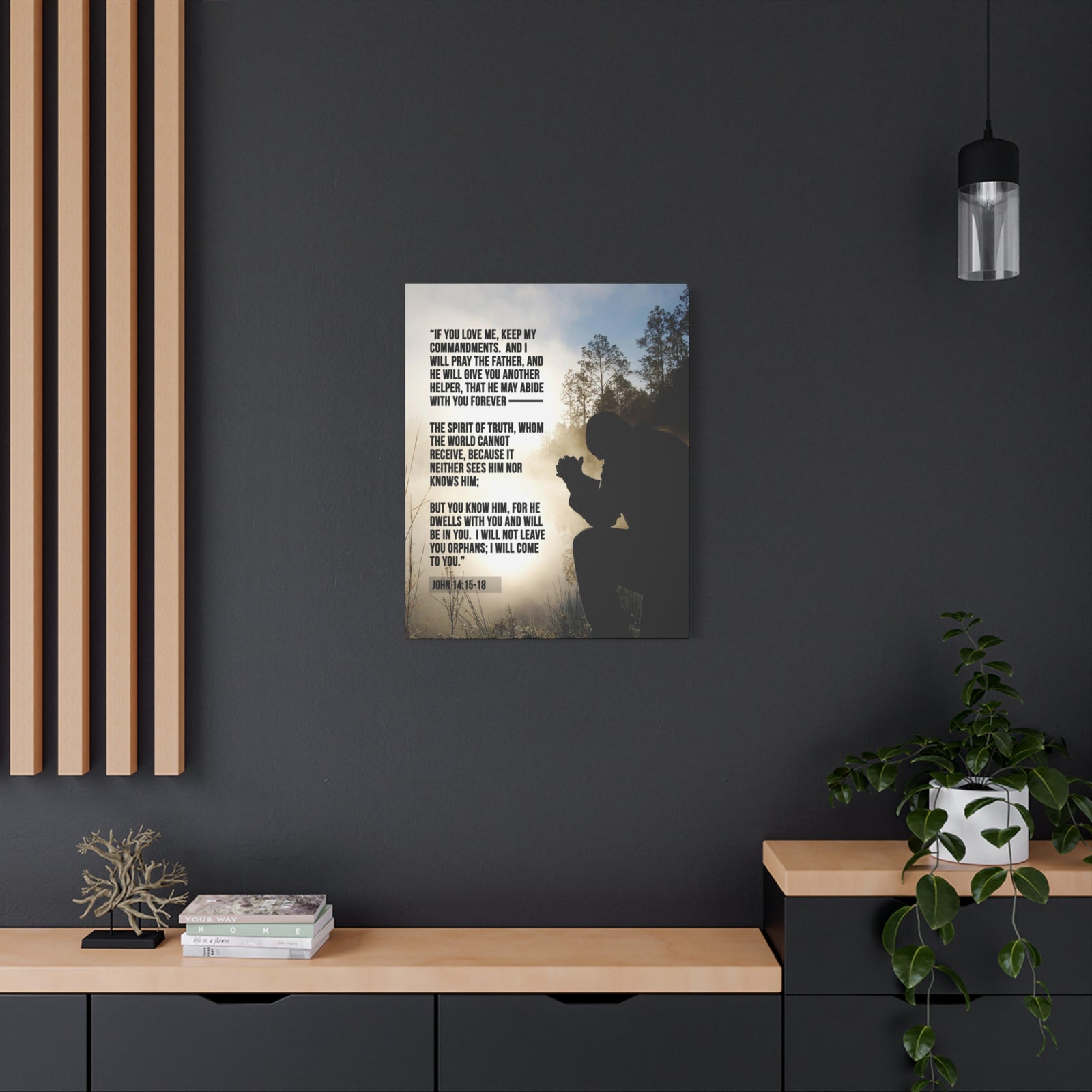 Scripture Canvas Keep my Commandments John 14:15‭-‬18 Christian Wall Art Bible Verse Print Ready to Hang-Express Your Love Gifts