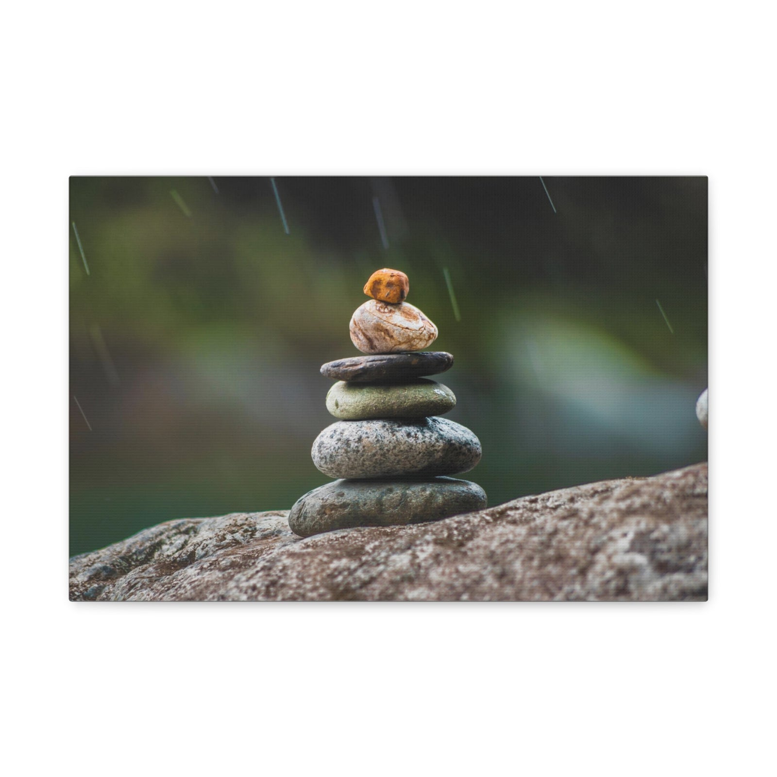 Rocks in Peaceful Rainforest Forest Floral Nature Photography Canvas Wall Art for Home Decor Ready-to-Hang-Express Your Love Gifts
