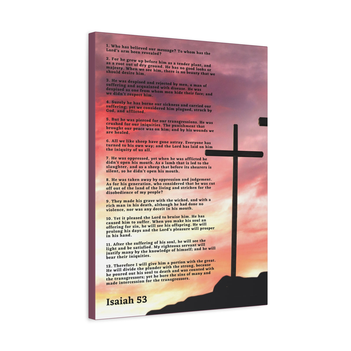 Scripture Canvas Prophecy Of Jesus Colored Isaiah 53 Christian Wall Art Bible Verse Print Ready to Hang-Express Your Love Gifts