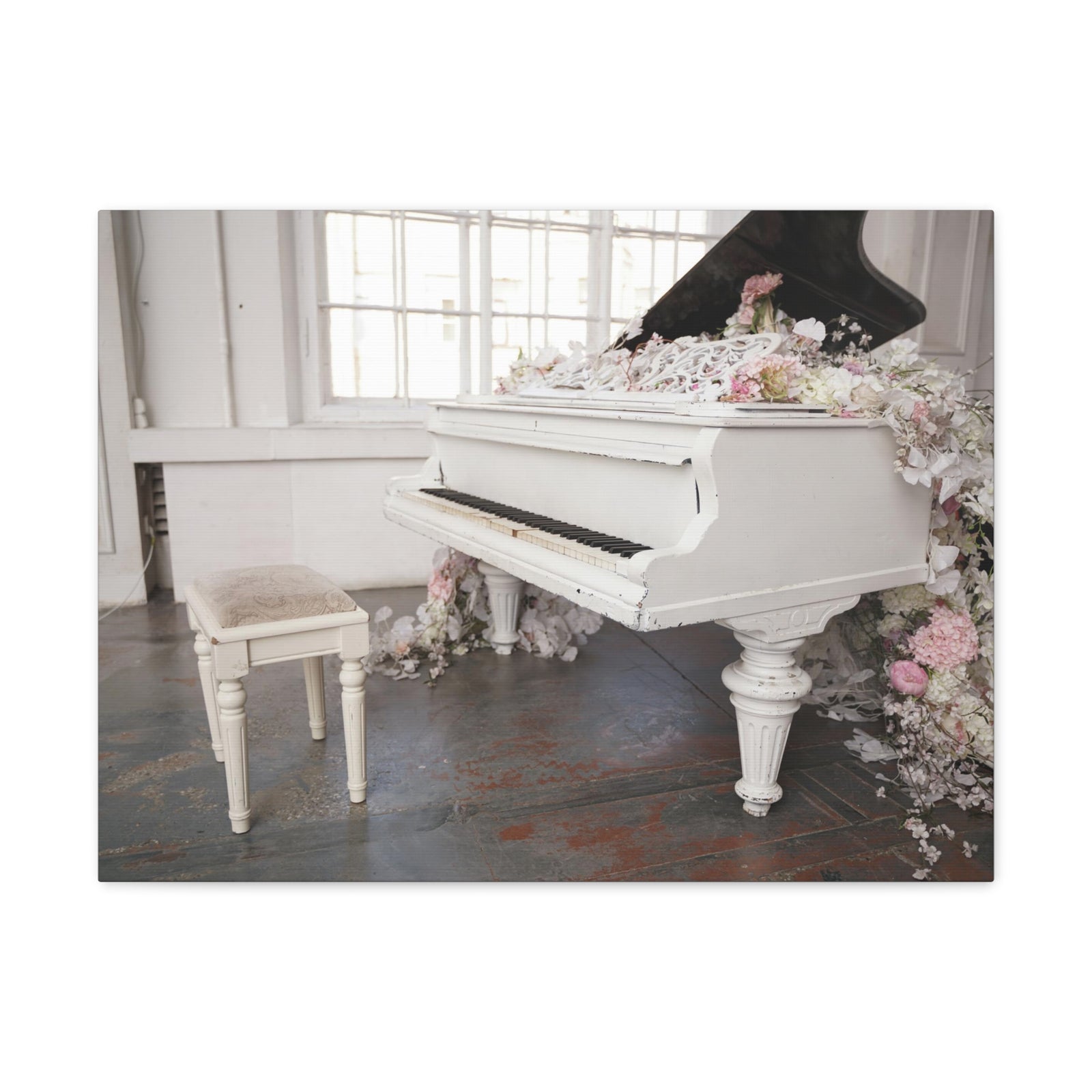 Piano with Flowers Music Lover's Delight Piano Keyboard Canvas Wall Art for Home Decor Ready-to-Hang-Express Your Love Gifts