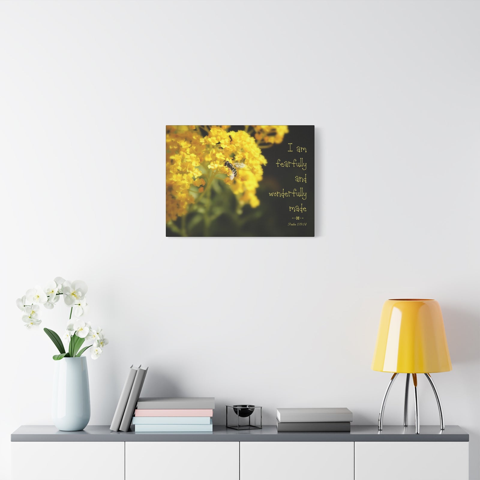 Scripture Walls Wonderfully Made Psalm 139:14 Bee Bible Verse Canvas Christian Wall Art Ready to Hang-Express Your Love Gifts