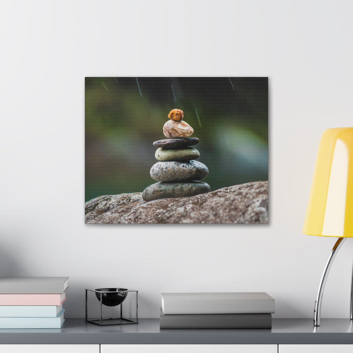 Rocks in Peaceful Rainforest Forest Floral Nature Photography Canvas Wall Art for Home Decor Ready-to-Hang-Express Your Love Gifts
