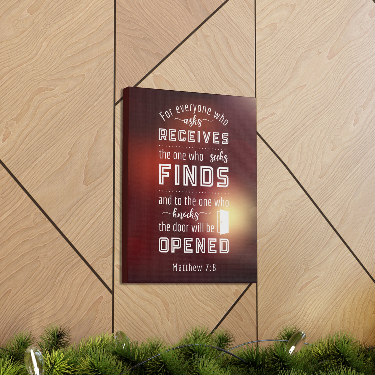 Scripture Canvas The Door Will Be Opened Matthew 7:8 Wall Art Bible Verse Print Ready to Hang-Express Your Love Gifts