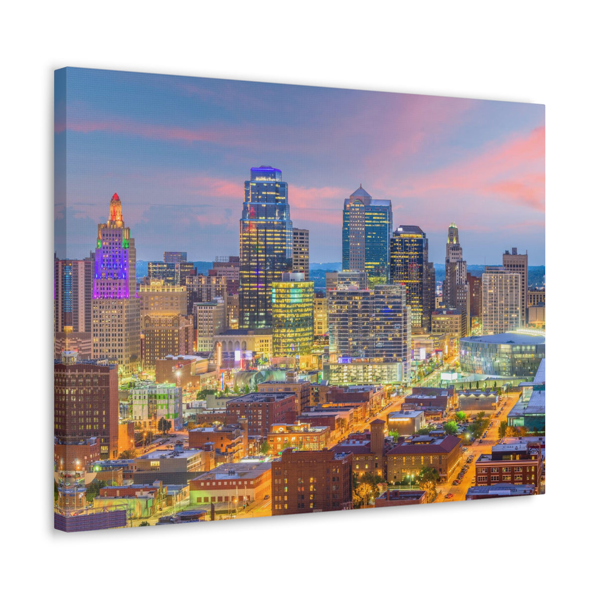 Kansas City Night Skyline Canvas Artwork High-Quality Breathtaking Stunning Cityscape for Home Decor Ready to Hang-Express Your Love Gifts