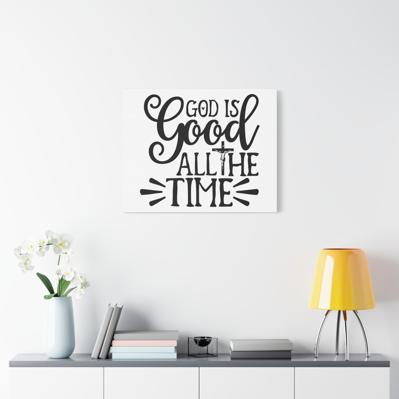 Scripture Walls God Is Good All The Time Psalm 34:8 Cross Christian Wall Art Print Ready to Hang-Express Your Love Gifts