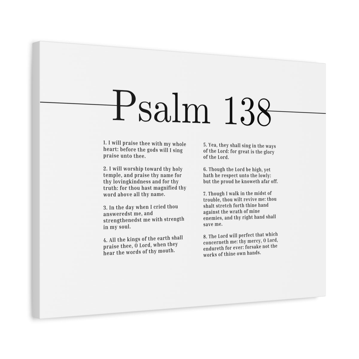 Scripture Canvas Praise Thee With My Whole Heart Psalm 138 Christian Wall Art Bible Verse Print Ready to Hang-Express Your Love Gifts