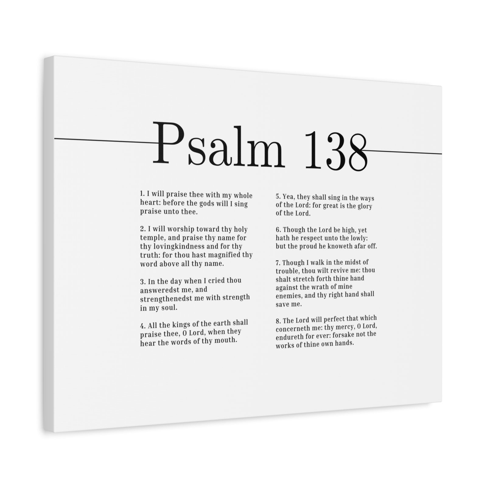 Scripture Canvas Praise Thee With My Whole Heart Psalm 138 Christian Wall Art Bible Verse Print Ready to Hang-Express Your Love Gifts