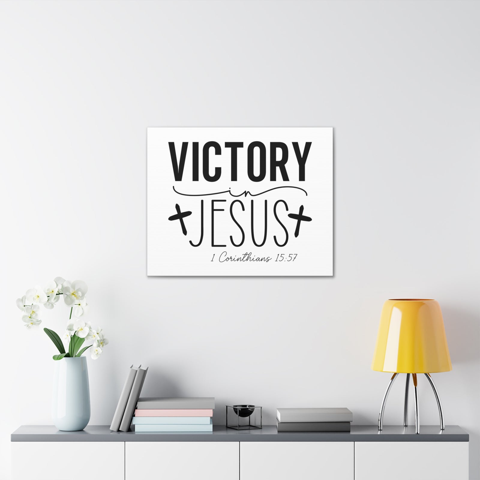Scripture Walls 1 Corinthians 15:57 Victory in Jesus Bible Verse Canvas Christian Wall Art Ready to Hang Unframed-Express Your Love Gifts