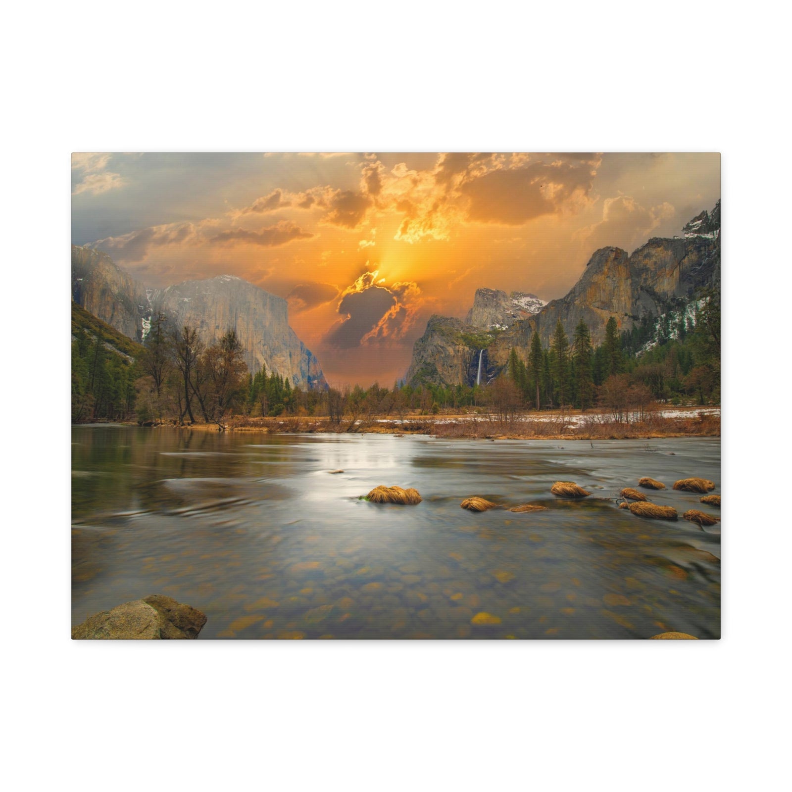 Golden Hour Over Mountain Nature Wilderness Photography Canvas Wall Art for Home Decor Ready-to-Hang-Express Your Love Gifts