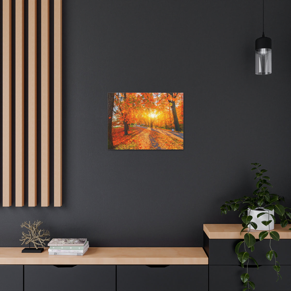 Autumn Forest Path Forest Floral Nature Photography Canvas Wall Art for Home Decor Ready-to-Hang-Express Your Love Gifts