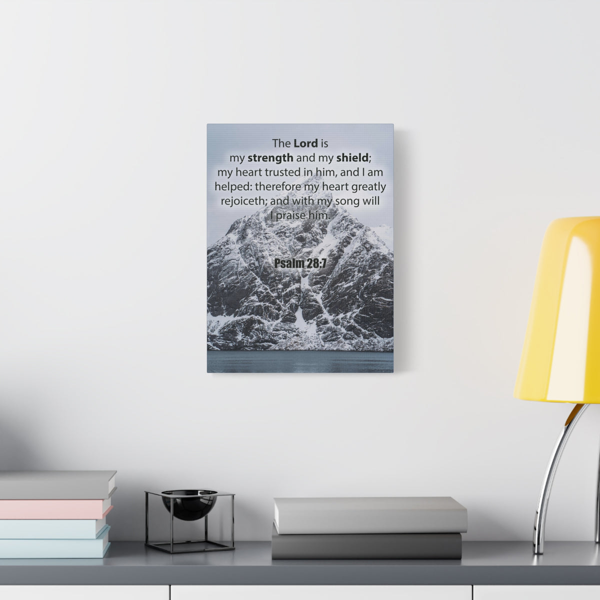 Bible Verse CanvasThe Lord is My Strength and Shield Psalm 28:7 Christian Home Decor Scripture Art-Express Your Love Gifts