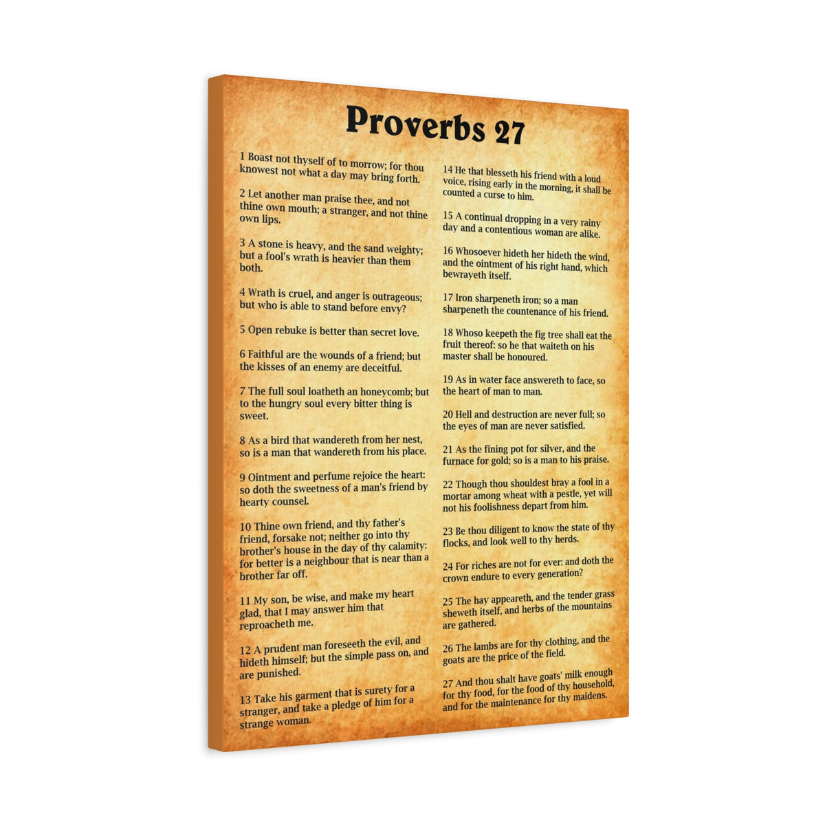 Scripture Walls Proverbs Chapter 27 Gold Bible Canvas Christian Wall Art Ready to Hang Unframed-Express Your Love Gifts