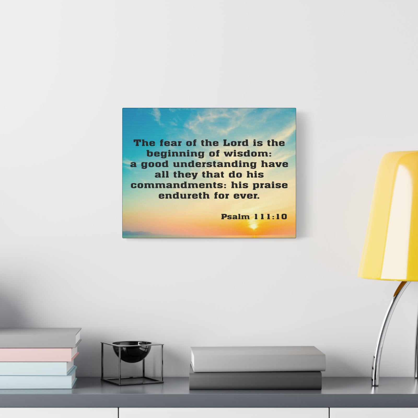 Bible Verse Canvas The Fear of The Lord is The Beginning of Wisdom Psalm 111:10 Christian Home Décor Wall Art Scripture Ready to Hang Faith Print-Express Your Love Gifts