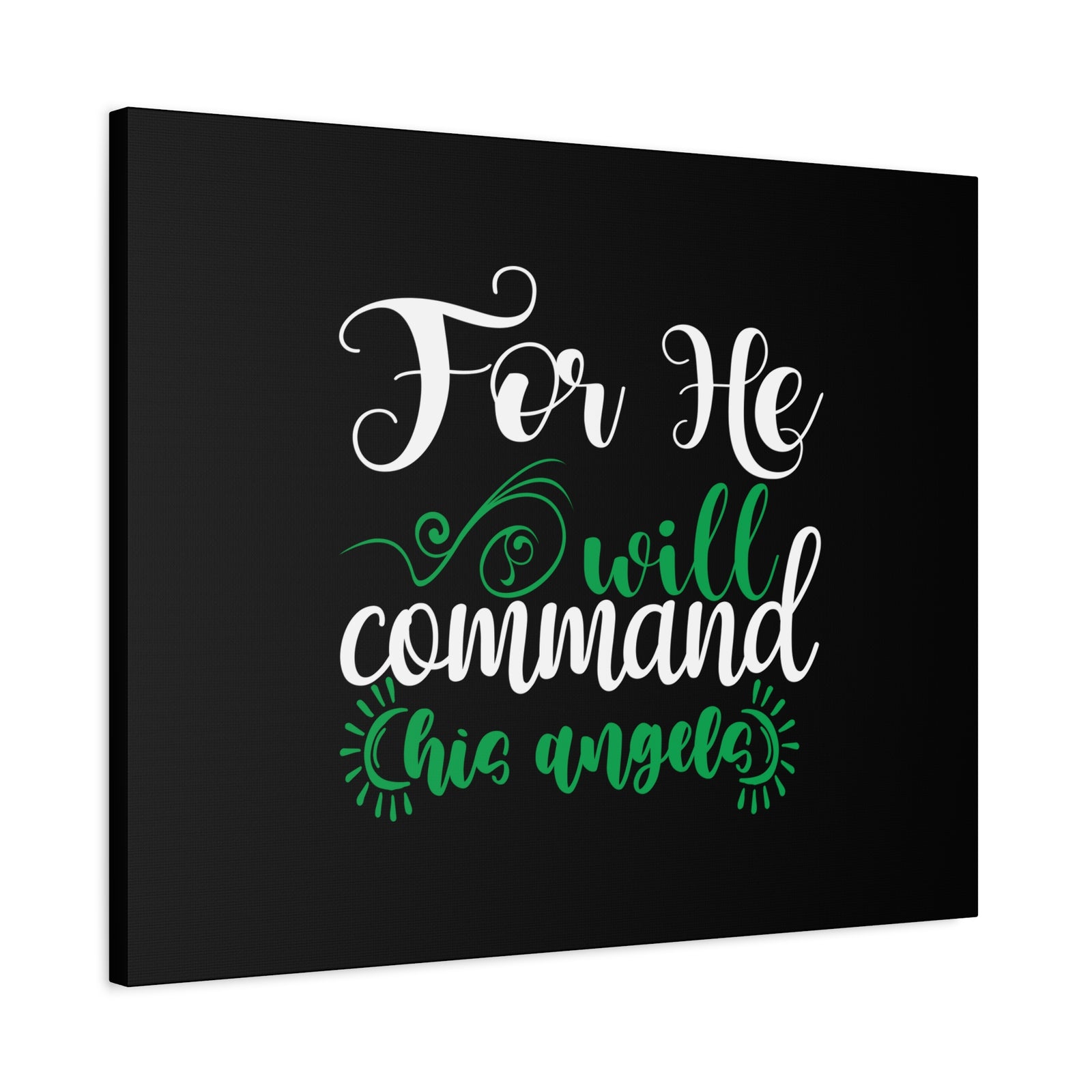 Scripture Canvas For He Will Command His Angels Psalm 91:11 Christian Wall Art Bible Verse Print Ready to Hang-Express Your Love Gifts