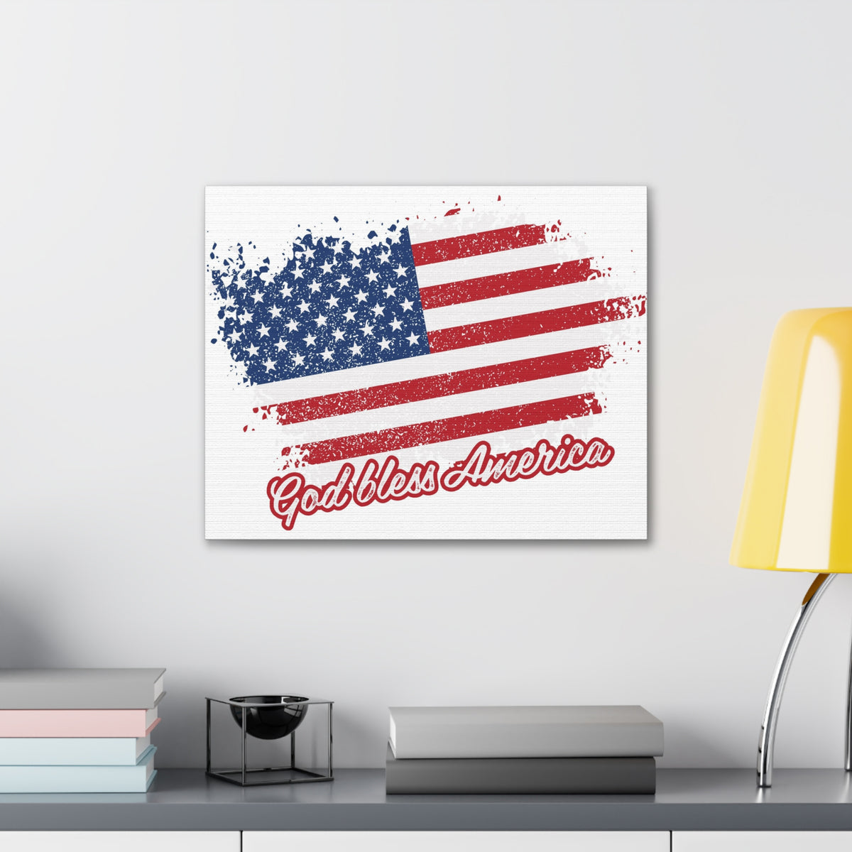 God Bless America On White Background Canvas Wall Art for Home Decor Ready-to-Hang-Express Your Love Gifts
