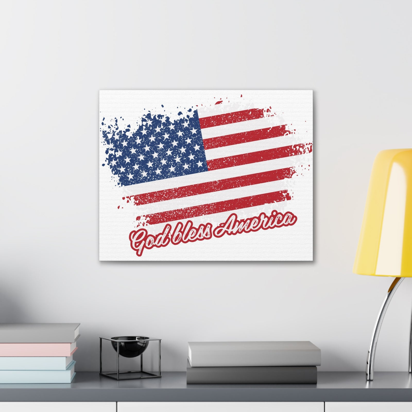 God Bless America On White Background Canvas Wall Art for Home Decor Ready-to-Hang-Express Your Love Gifts