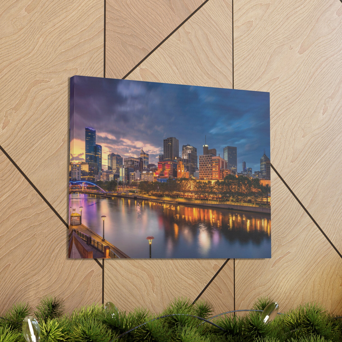 Melbourne Night Skyline Canvas Artwork High-Quality Breathtaking Stunning Cityscape for Home Decor Ready to Hang-Express Your Love Gifts