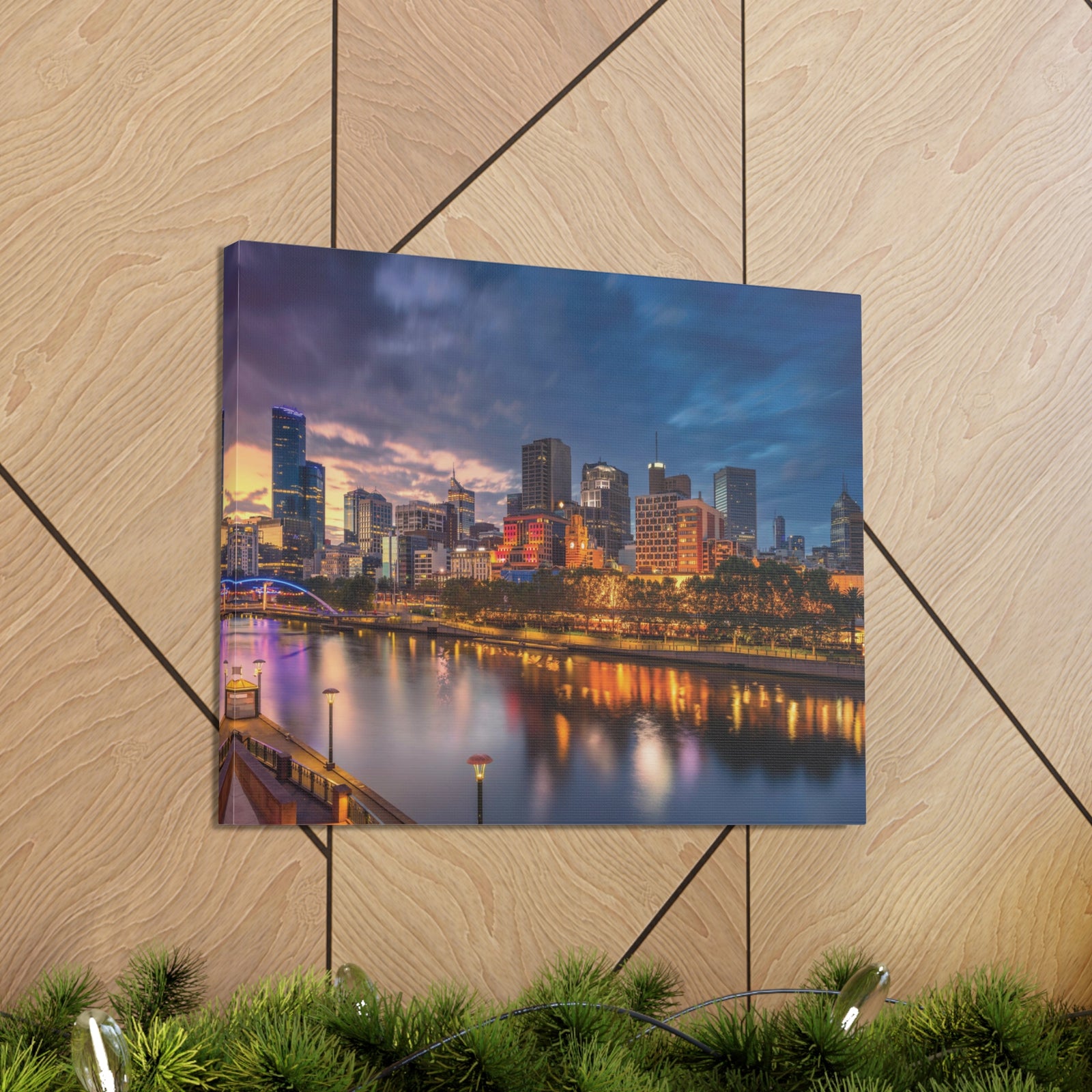 Melbourne Night Skyline Canvas Artwork High-Quality Breathtaking Stunning Cityscape for Home Decor Ready to Hang-Express Your Love Gifts