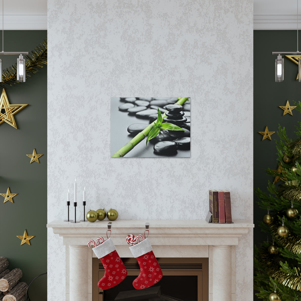 Basalt Stones on Black Forest Floral Nature Photography Canvas Wall Art for Home Decor Ready-to-Hang-Express Your Love Gifts