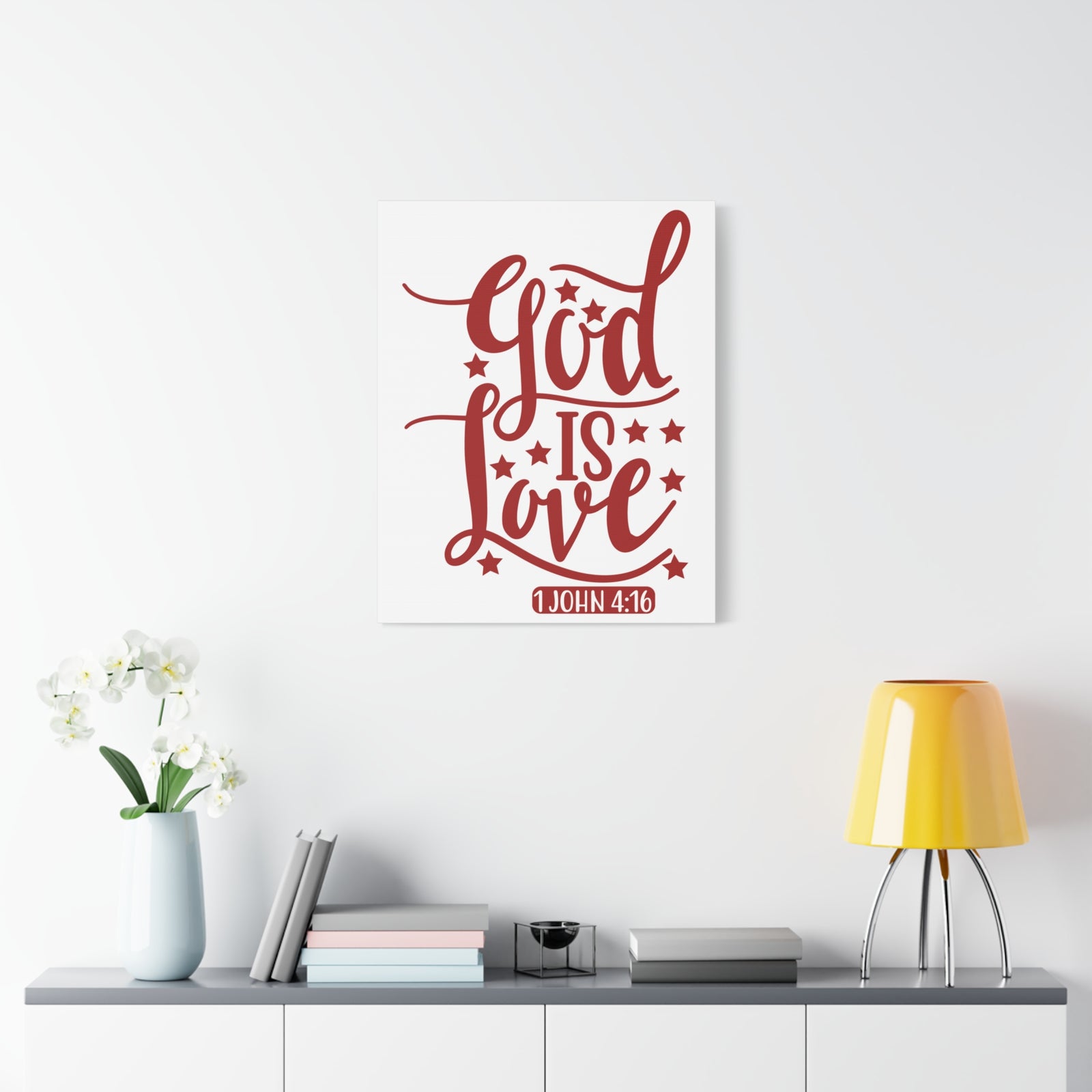 Scripture Canvas 1 John 4:16 God Is Love Christian Wall Art Bible Verse Print Ready to Hang-Express Your Love Gifts