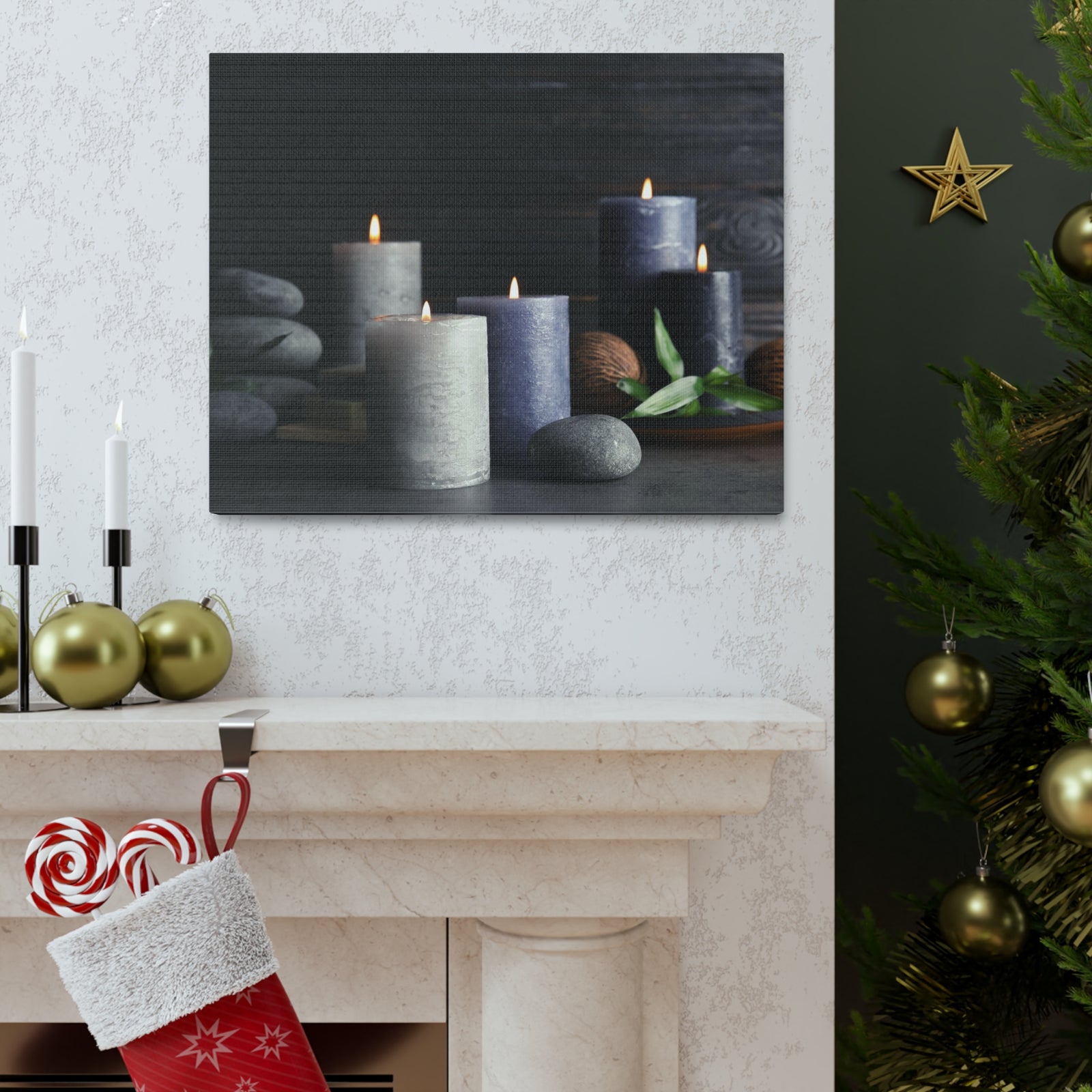 Candles on Table Forest Floral Nature Photography Canvas Wall Art for Home Decor Ready-to-Hang-Express Your Love Gifts