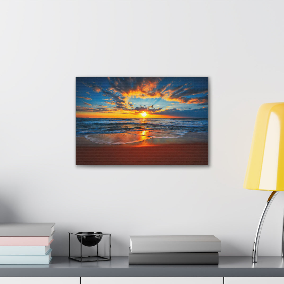 Sunrise On The Beach Ocean Canvas Wall Art for Home Decor Ready-to-Hang-Express Your Love Gifts