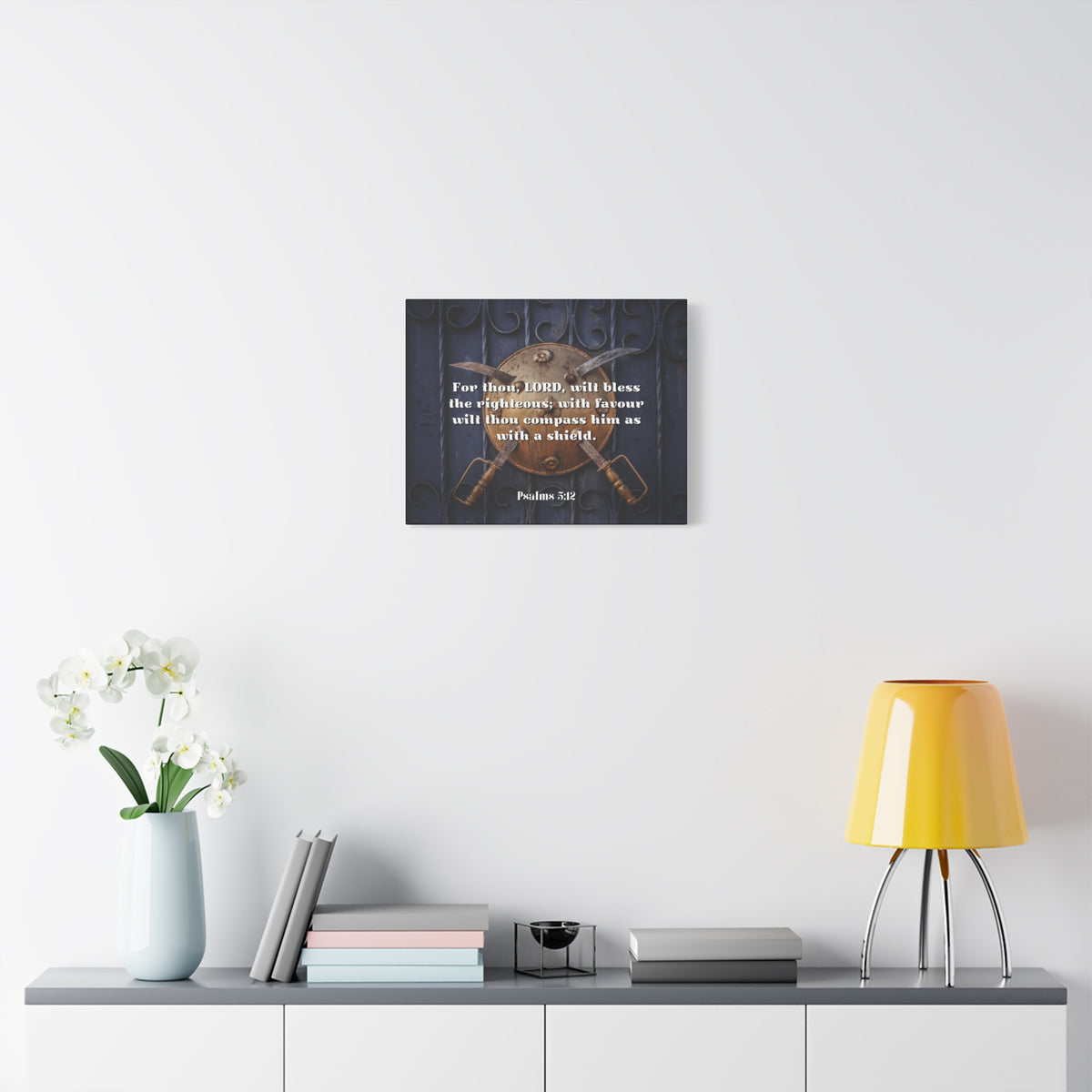 Scripture Canvas Bless The Righteous Psalm 5:12 Christian Wall Art Bible Verse Print Ready to Hang-Express Your Love Gifts