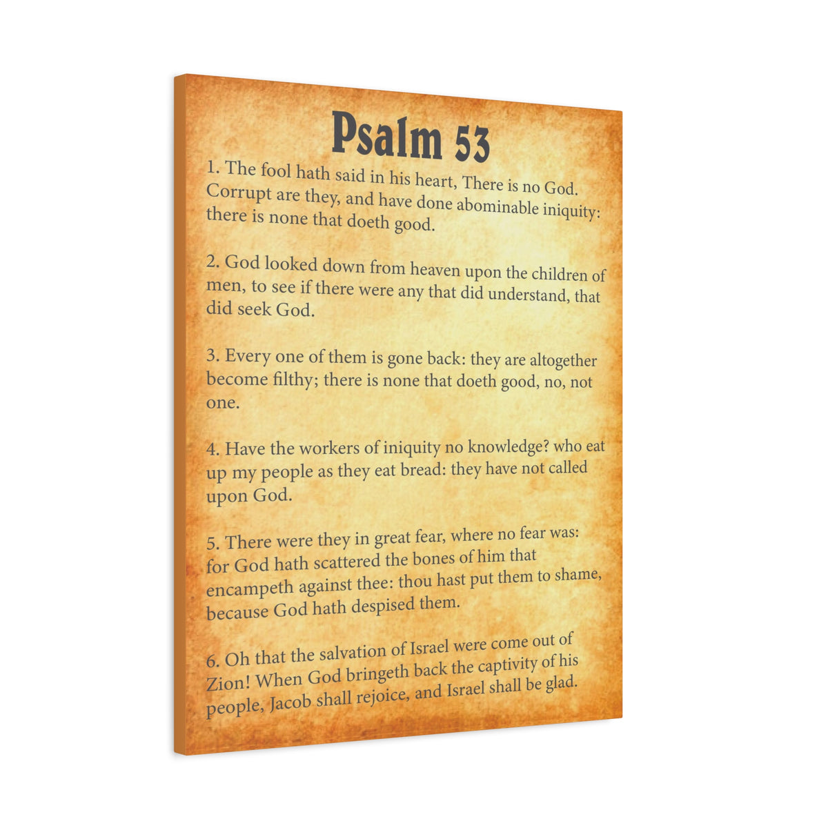 Scripture Walls Psalm 53 Gold Bible Chapter Canvas Christian Wall Art Ready to Hang-Express Your Love Gifts