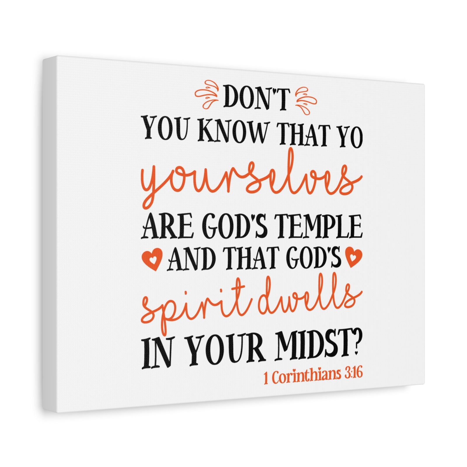 Scripture Canvas God's Temple 1 Corinthians 3:16 Christian Wall Art Bible Verse Print Ready to Hang-Express Your Love Gifts