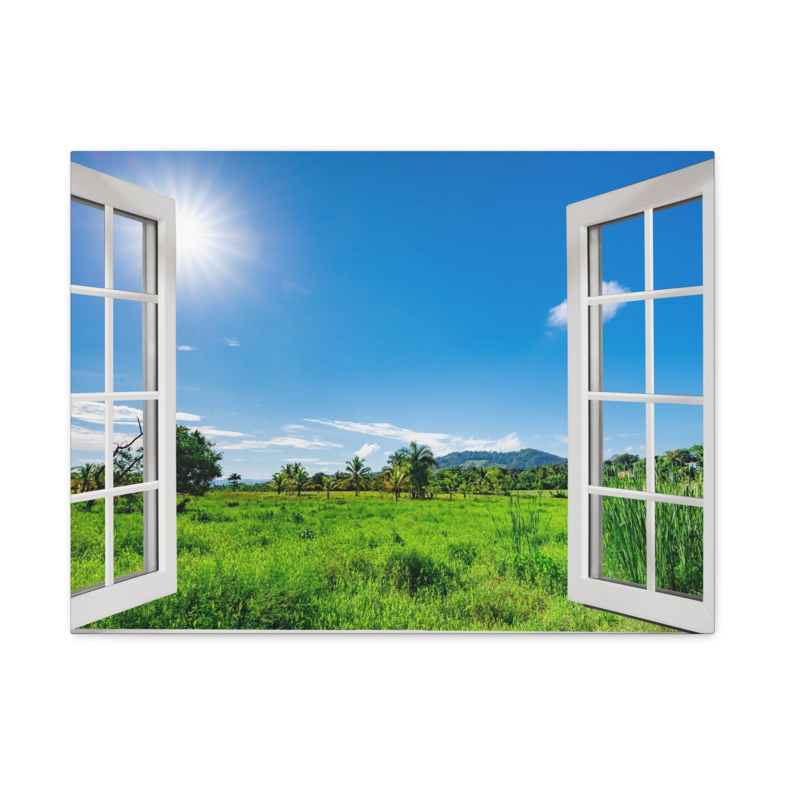 Canvas Print Wall Art Window Grass Land View Nature Photography Realism Scenic Landscape Colorful Multicolor for Home Decor Ready to Hang-Express Your Love Gifts