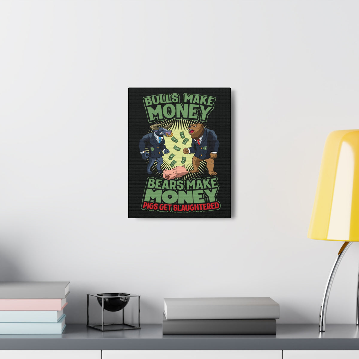 Stock Market Wall Art Gifts for Trader Bulls Bears Pigs Canvas Wall Street Quote Wall Art-Express Your Love Gifts