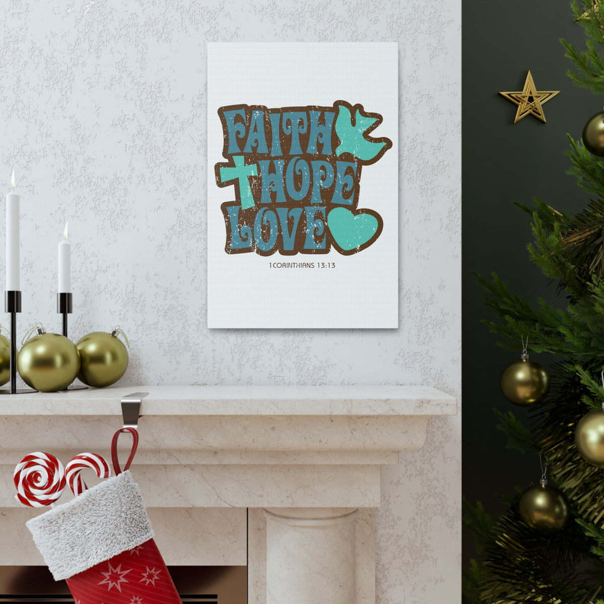 Scripture Walls Faith Hope Love 1 Corinthians 13:13 Bible Verse Canvas Christian Wall Art Ready To Hang-Express Your Love Gifts