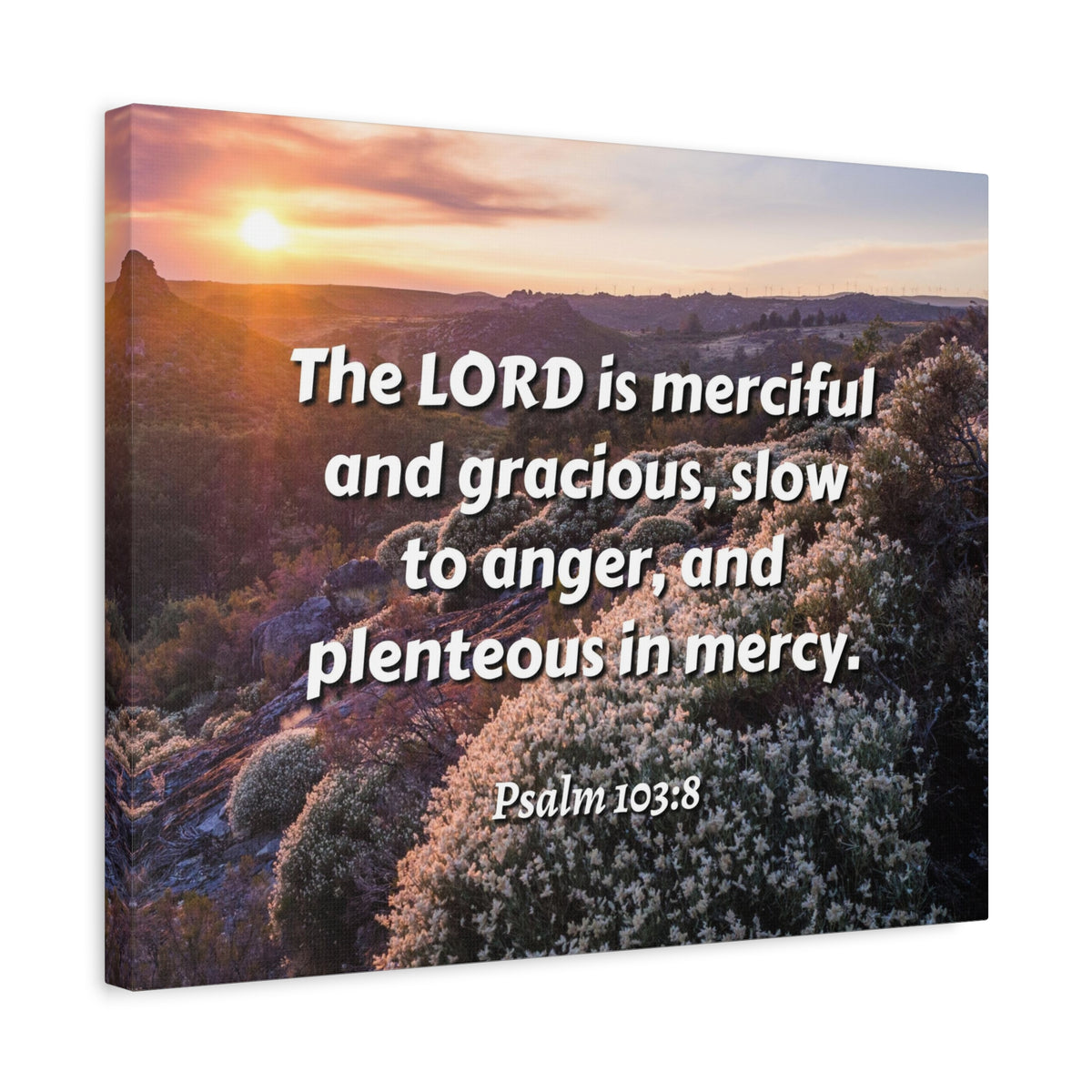 Scripture Canvas Merciful And Gracious Psalm 103:8 Christian Wall Art Bible Verse Print Ready to Hang-Express Your Love Gifts