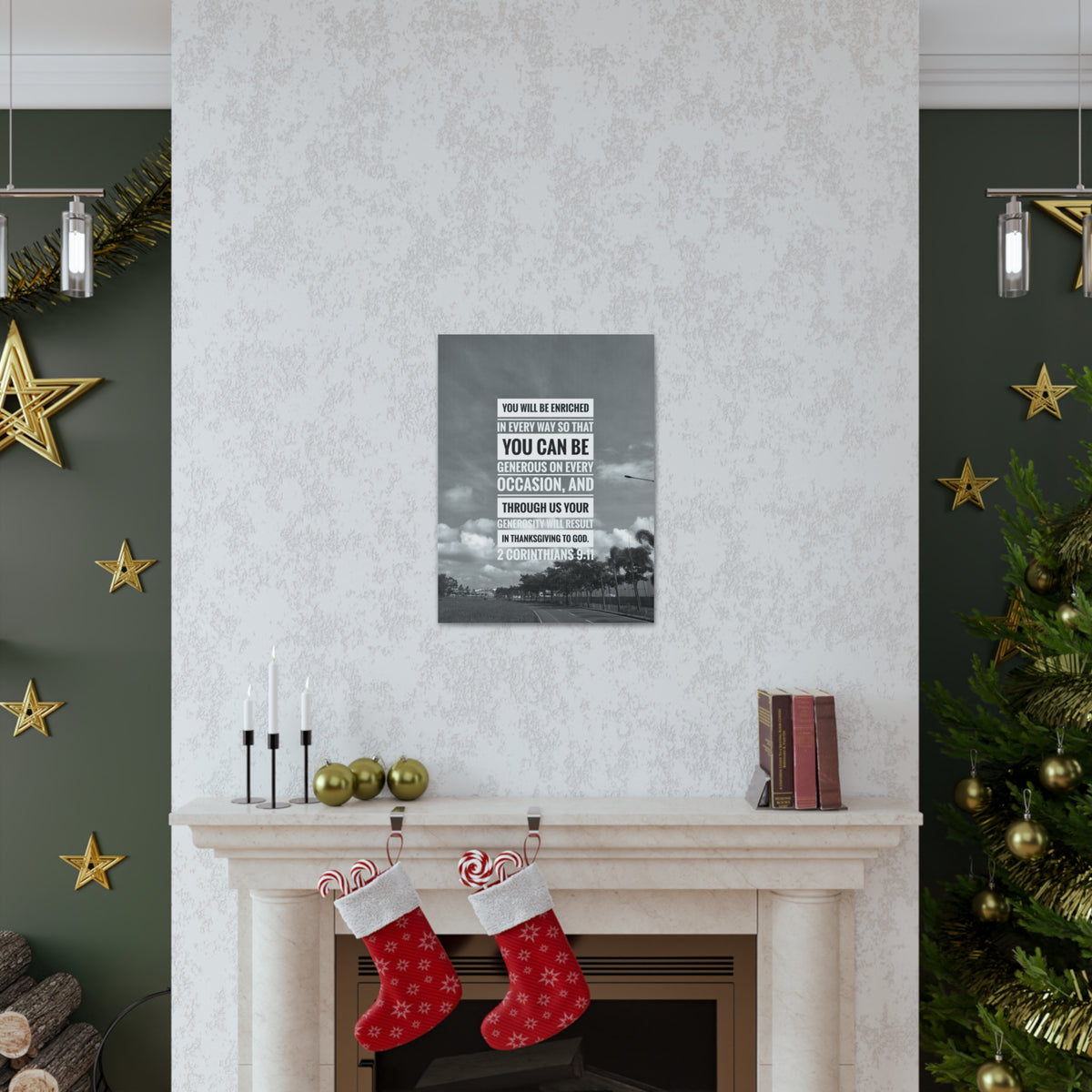 Scripture Canvas You Will Be Enriched 2 Corinthians 9:11 Christian Wall Art Bible Verse Print Ready to Hang-Express Your Love Gifts