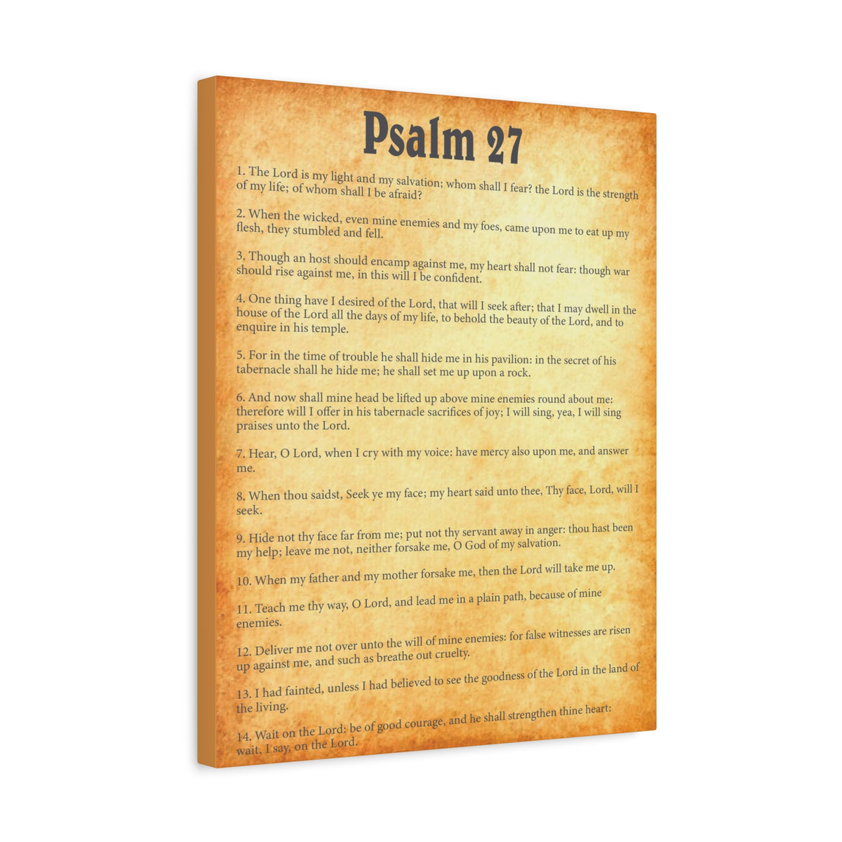 Scripture Walls Psalm 27 Gold Bible Chapter Canvas Christian Wall Art Ready to Hang-Express Your Love Gifts