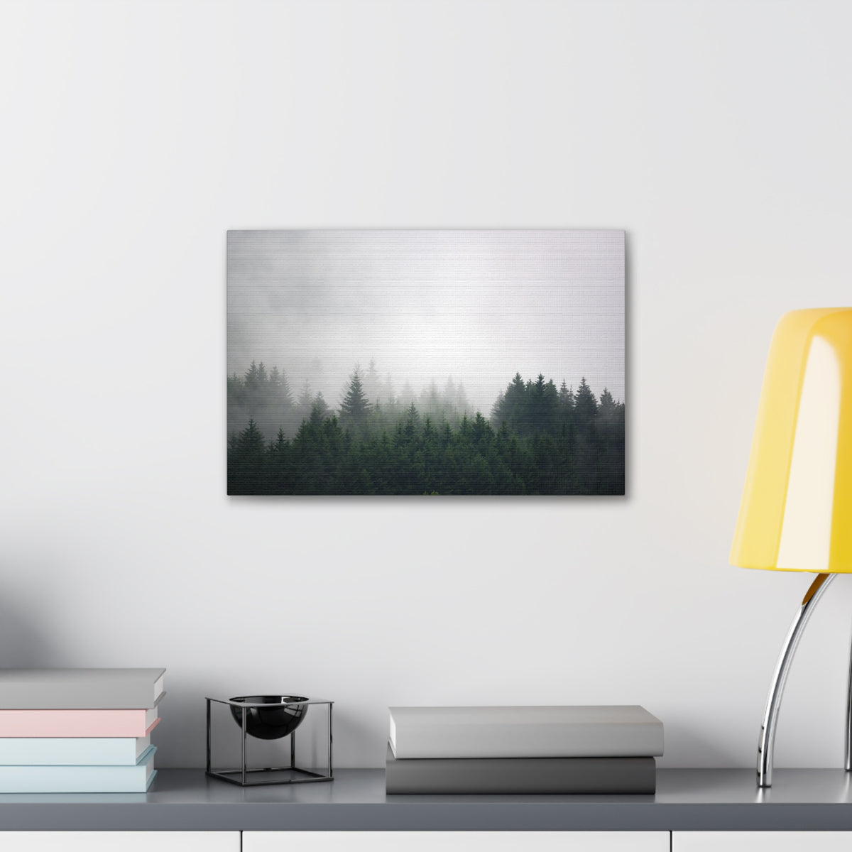 Foggy Dark Forest Nature Wilderness Photography Canvas Wall Art for Home Decor Ready-to-Hang-Express Your Love Gifts