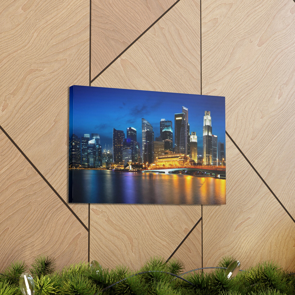 Singapore Night Skyline Canvas Artwork High-Quality Breathtaking Stunning Cityscape for Home Decor Ready to Hang-Express Your Love Gifts