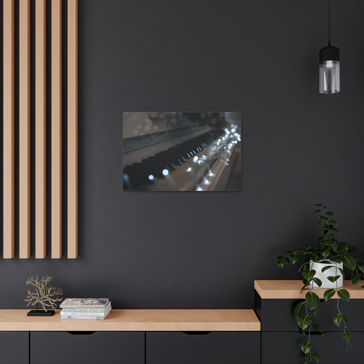 Glowing Fairy Lights on Piano Keys Music Lover's Delight Piano Keyboard Canvas Wall Art for Home Decor Ready-to-Hang-Express Your Love Gifts