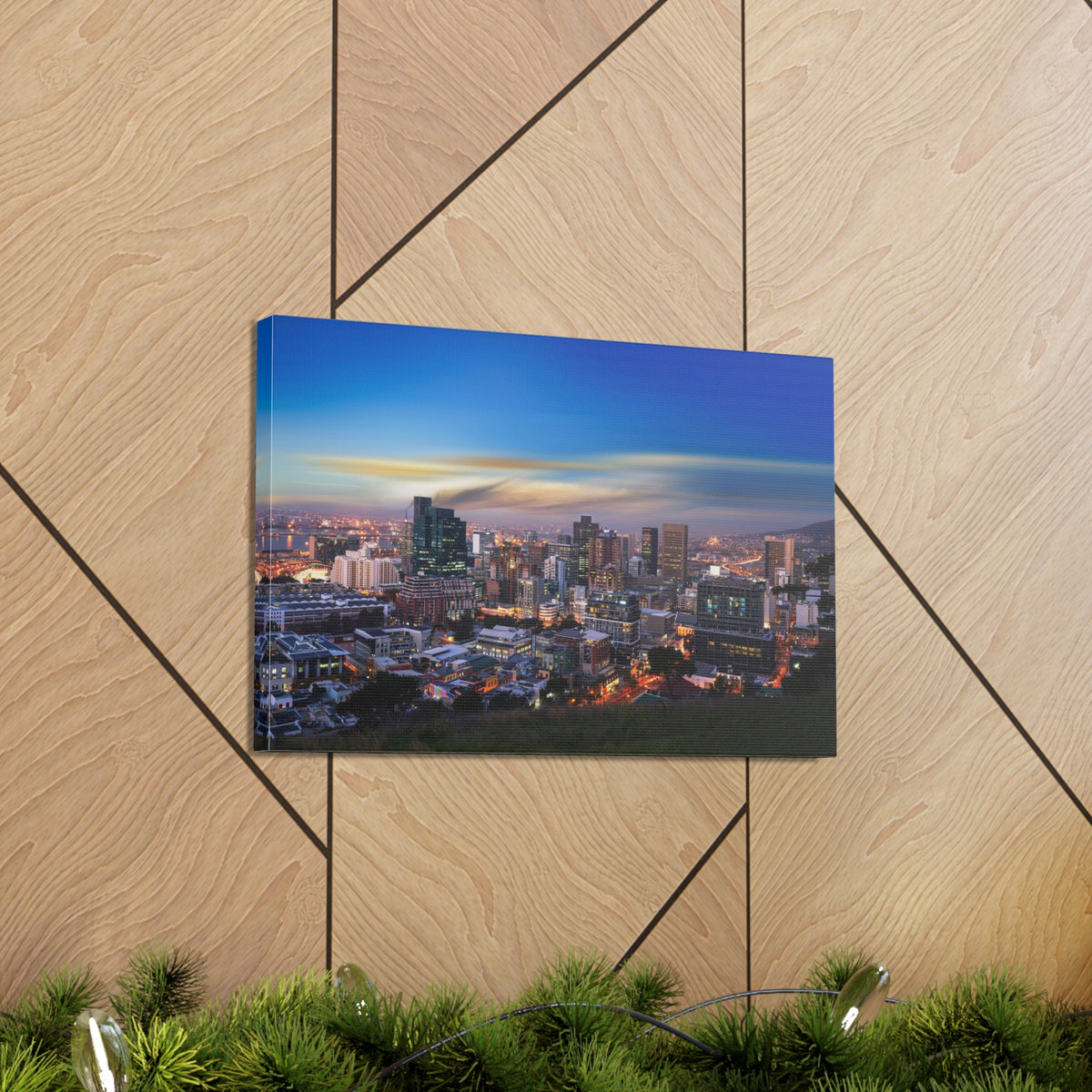 Cape Town Night Skyline Canvas Artwork High-Quality Breathtaking Stunning Cityscape for Home Decor Ready to Hang-Express Your Love Gifts