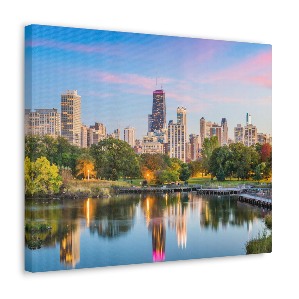 Chicago Daytime Skyline Canvas Artwork High-Quality Breathtaking Stunning Cityscape for Home Decor Ready to Hang-Express Your Love Gifts